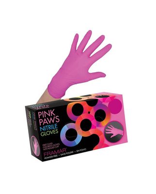 Framar Pink Paws Nitrile Gloves Small | Рукавички нітрилові ультраміцні фуксія, розмір S (100 шт.) 90016 фото