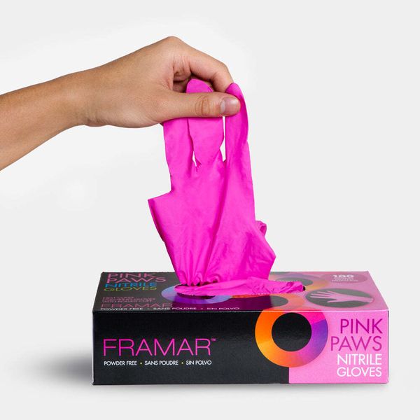 Framar Pink Paws Nitrile Gloves Large | Рукавички нітрилові ультраміцні фуксія, розмір L (100 шт.) 90018 фото